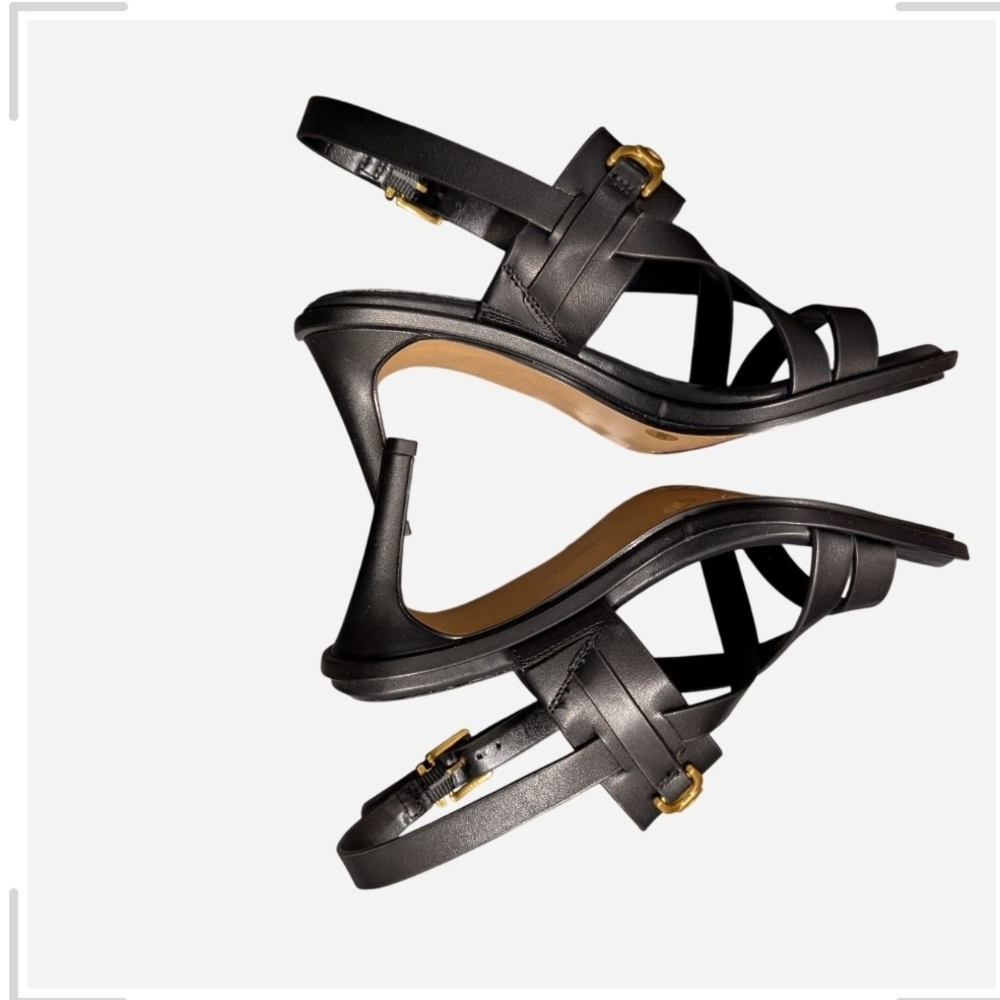 Vince Camuto Black Sandals with Gold Accents - Picture 5 of 8